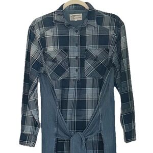 Current/Elliott Hi-Lo Blue Denim Shirt Dress